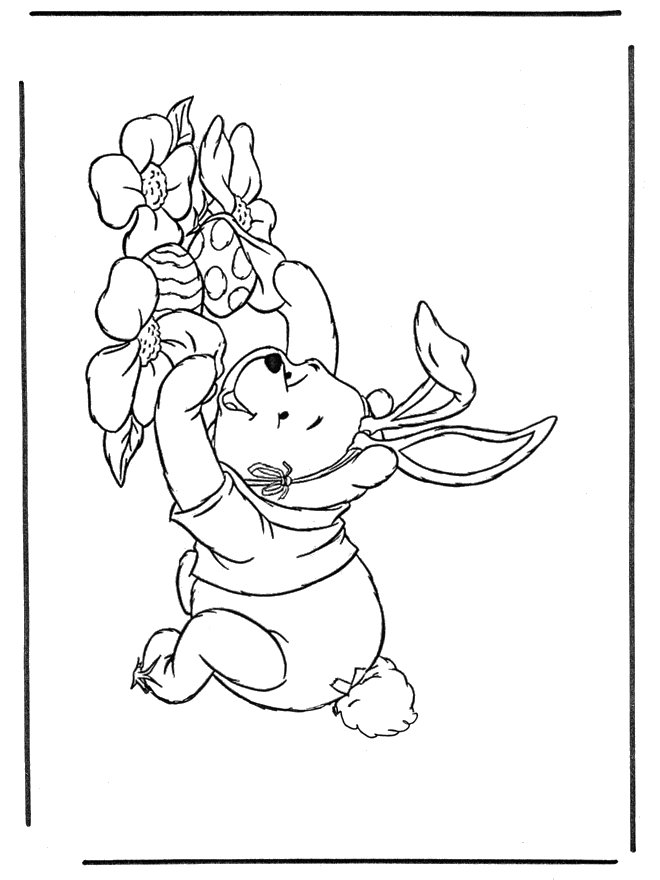 Winnie the Pooh like Easter bunny - Fargeleggingstegninger Påske