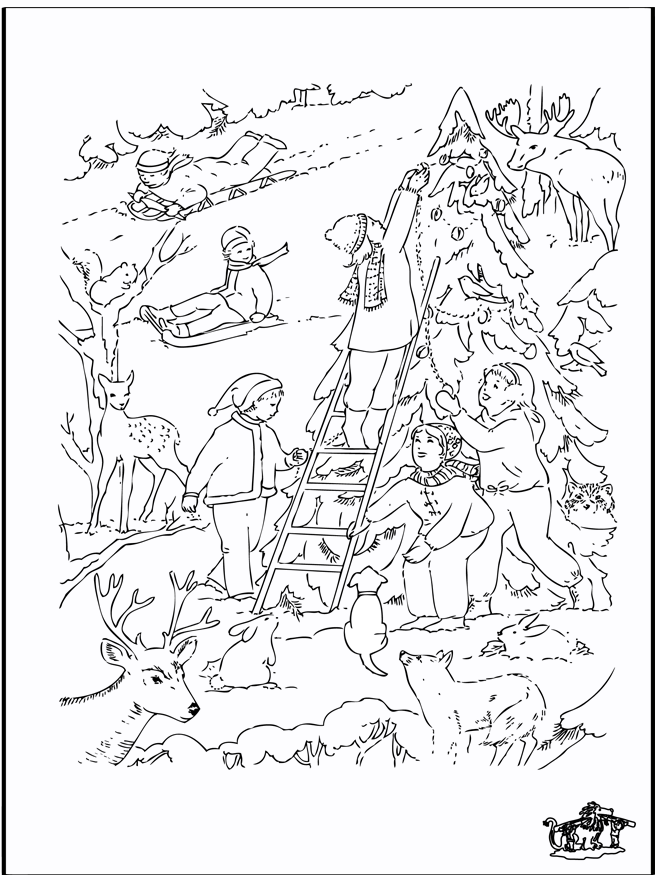 X-mas coloringpage 4 - Fargeleggingstegninger Jul