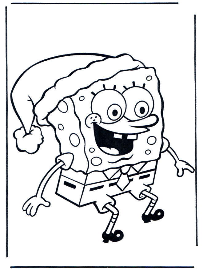 X-mas Spongebob 1 - Fargeleggingstegninger Jul